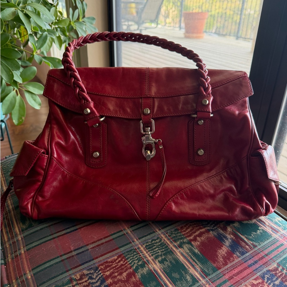 Francesco Biasia Red Leather Handbag Satchel Purse: MINT condition 💄👠 - Picture 9 of 9